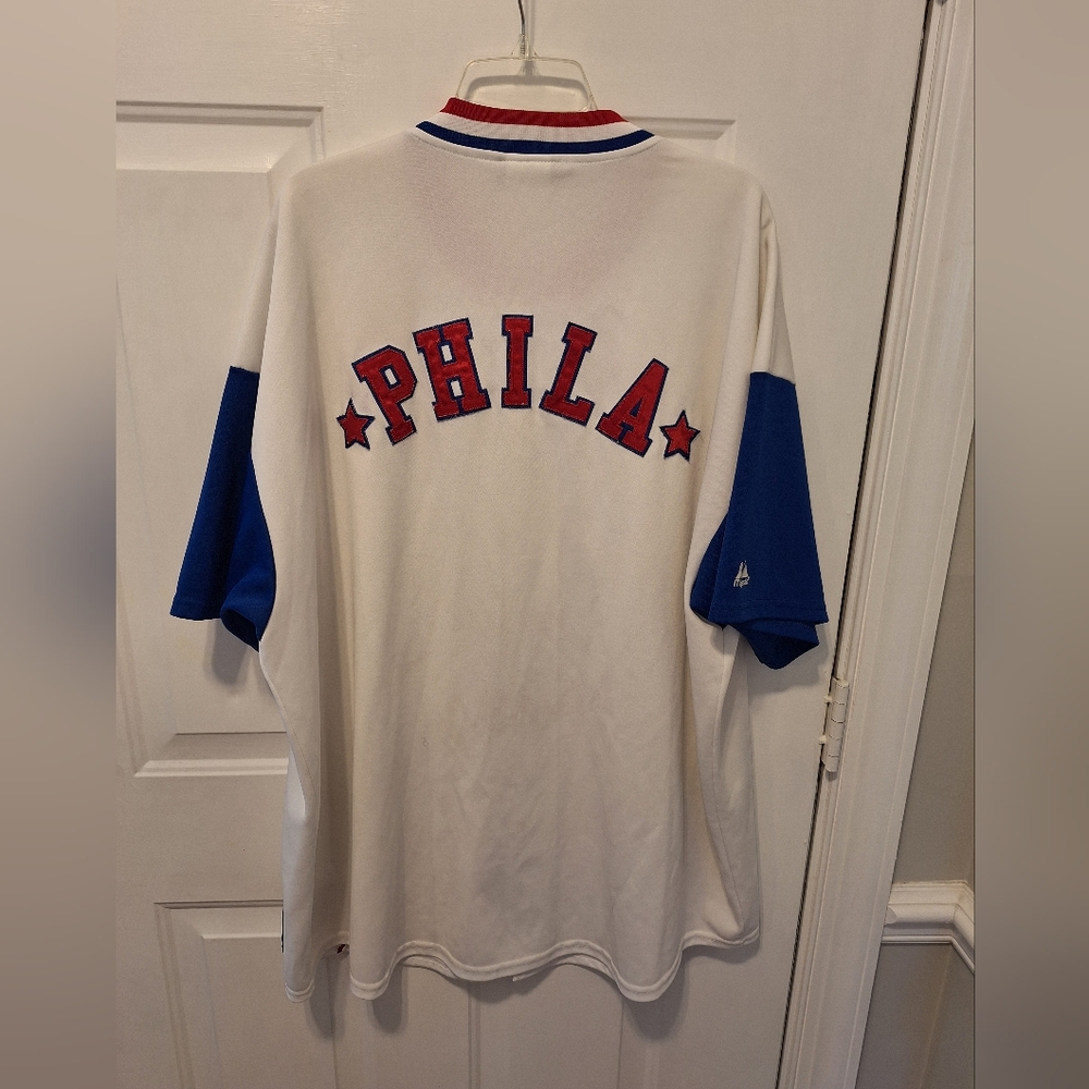 Majestic Philadelphia 76ers Snap Front Warm Up 2XL vintage player - Picture 6 of 7